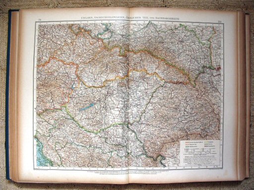 Andrees Handatlas 1921, 2e uitgave
Hongarije, Oost-Tsjechoslowakije (kaart 79.80)