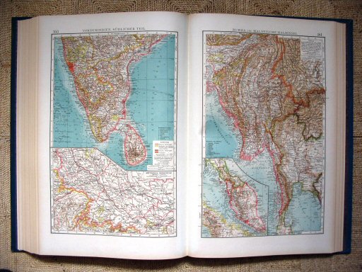 Andrees Handatlas 1921
Voor-Indië (zuid), Birma (kaarten 160, 161)