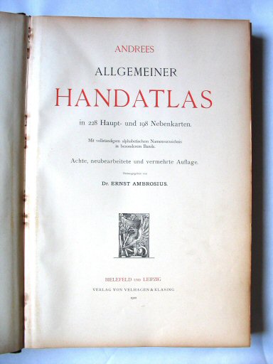 Andrees Handatlas 1922
Atlasband, titelpagina / Atlas volume, title page