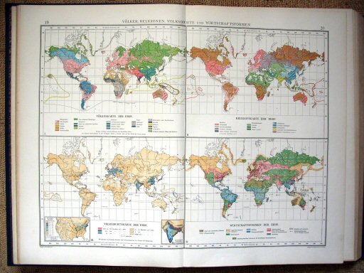 Andrees Handatlas 1930
19.20. Völker, Religionen, Volksdichte und Wirtschaftsformen