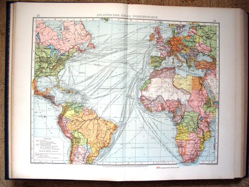 Andrees Handatlas 1930
23.24. Atlantischer Ozean, Verkehrskarte