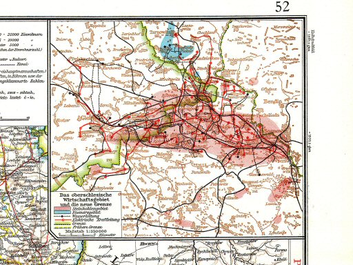 Andrees Handatlas 1930
51.52.b. Das oberschlesisches Wirtschaftsgebiet und die neue Grenze