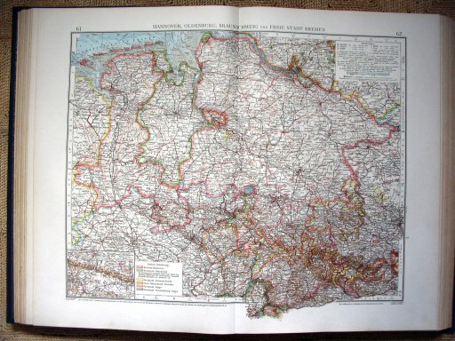 Andrees Handatlas 1930
61.62. Hannover, Oldenburg, Braunschweig und freie Stadt Bremen