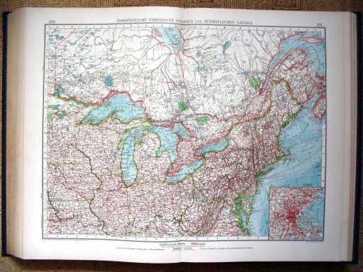 Andrees Handatlas 1930
200.201. Nordöstliche Vereinigte Staaten und südöstliches Canada