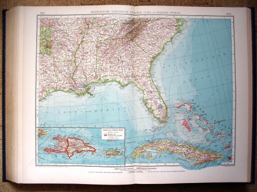Andrees Handatlas 1930
202.203. Südöstliche Vereinigte Staaten, Cuba und Bahama-Inseln