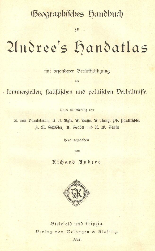 Handboek Andree's Handatlas 1882
Titelpagina / Title page