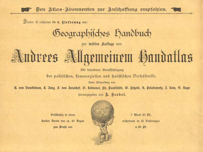 Supplement Andrees Handatlas 1893
Advertentie voor het handboek