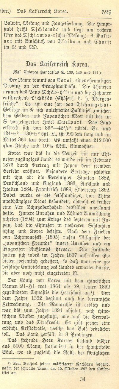 Handboek Andrees 1899
Tekst Keizerrijk Korea (p. 529)