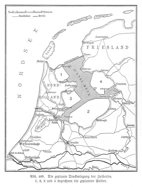 Handboek Andrees 1909-10
Nederland: inpoldering Zuiderzee, p. I-863