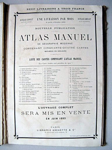 Atlas manuel de géographie moderne (1882)
Prospectus