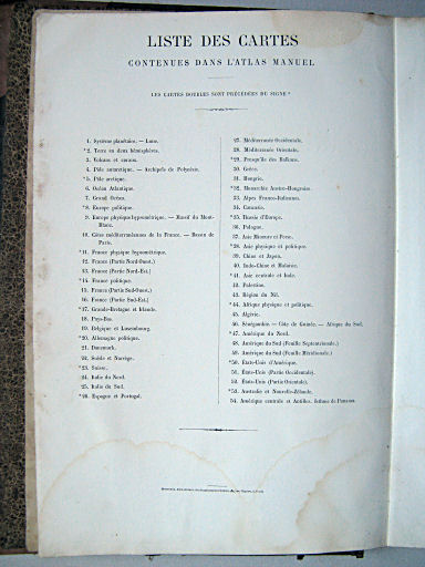 Atlas manuel de géographie moderne (1882)
Liste des cartes