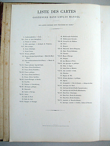 Atlas manuel de géographie moderne (1882)
Liste des cartes
