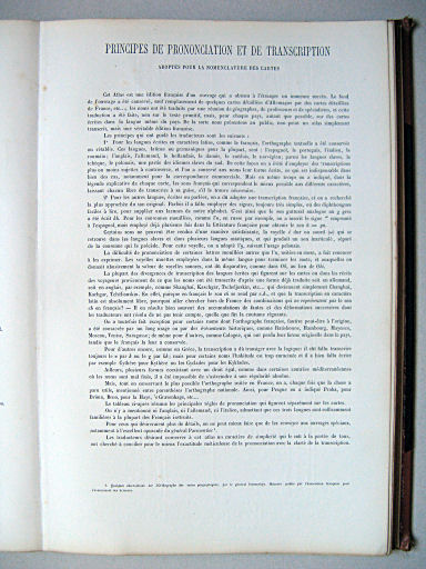 Atlas manuel de géographie moderne (1882)
Principes de prononciation et de transcription