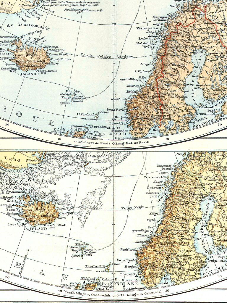 Atlas manuel de géographie moderne (1882): 6.7. Pôle arctique
Andrees Handatlas (1881): 6.7. Karte der Nordpolarregion