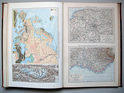 Atlas manuel de géographie moderne (1882)
12. Europe physique hypsométrique
13. Bassin de Paris. Côtes méditerranéennes de la France