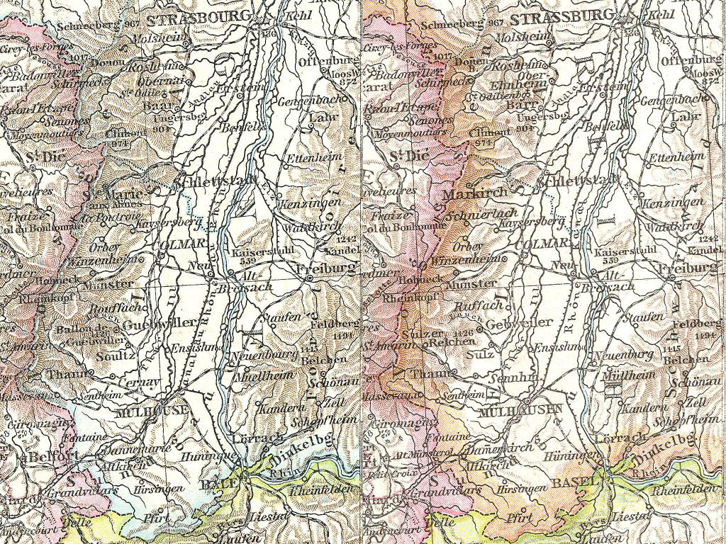 Atlas manuel de géographie moderne (1882): 17. France (Partie Nord-Est)
Andrees Handatlas 1887: 57. Nordöstliches Frankreich