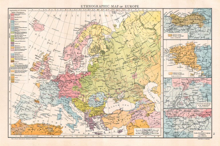 The Universal Atlas 1893
Europa, etnografisch (kaart 24)