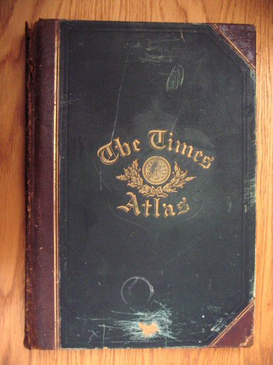 The Times Atlas 1897
Voorkant van de band (foto, niet geretoucheerd)
Front cover (photo, non-retouched)