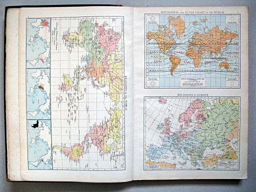 The Times Atlas 1897
9. Religions of the world
10. Isothermal and winds charts of the world. Religions of Europe