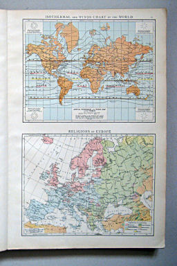 The Times Atlas 1897
10. Isothermal and winds charts of the world. Religions of Europe