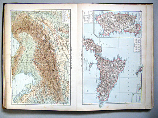 The Times Atlas 1897
55. General map of the Alps
56. Sicily and Sardinia