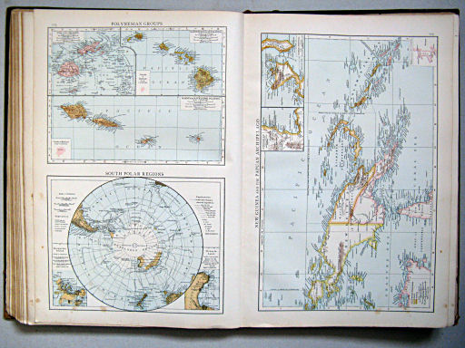 The Times Atlas 1897
113. Polynesian Groups. South Polar Regions
114. New Guinea and the Papuan Archipelago