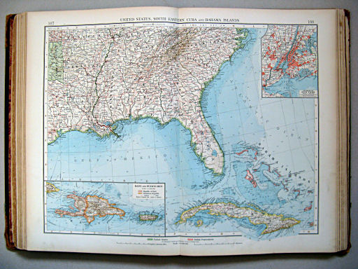 The Times Atlas 1900
107.108. United States, south-eastern, Cuba and Bahama Islands
