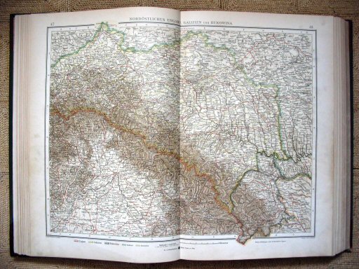 Andrees öst.-ung. Handatlas 1904
Nordoost-Hongarije, Oost-Galicië
en Bukovina (kaart 47.48)