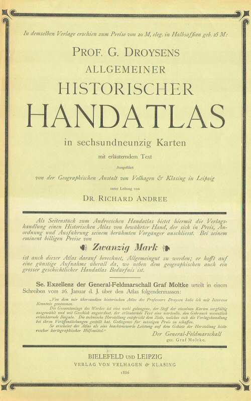 Supplement Andrees Handatlas 1887
Omslag tweede aflevering, advertentie