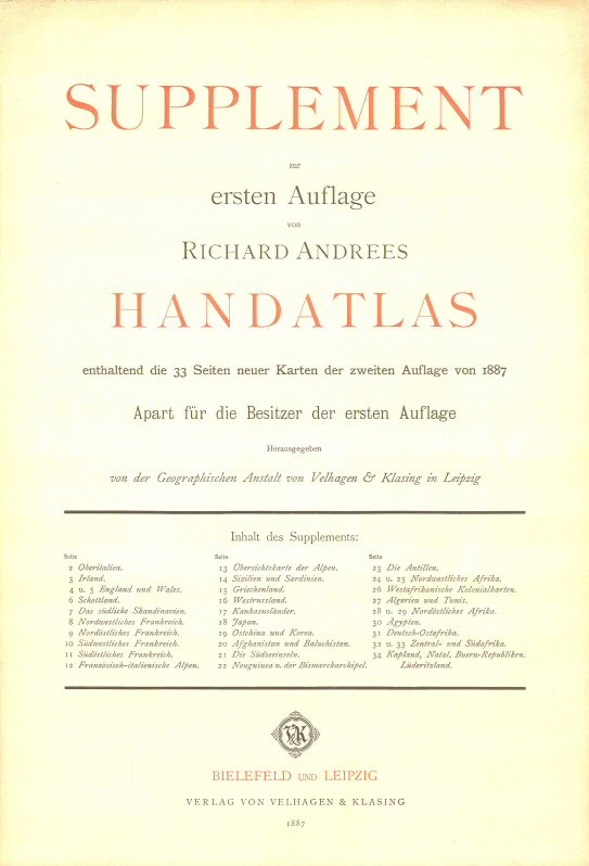 Supplement Andrees Handatlas 1887
Titelpagina