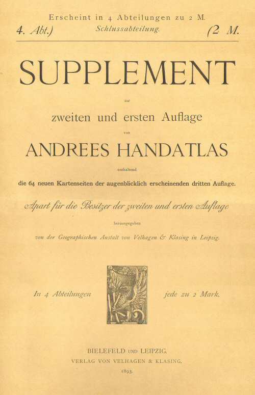 Supplement Andrees 1893
Omslag vierde aflevering,
voorkant