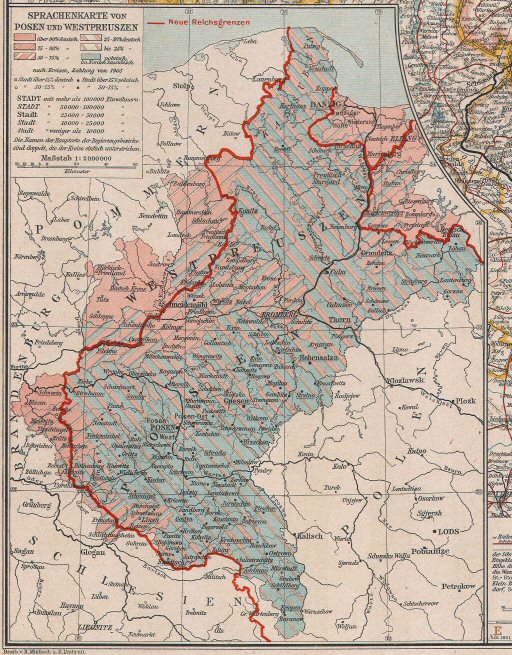 Ergänzungsband Andrees 1922
Talenkaartje Posen en West-Pruisen (bijkaart 11.12)