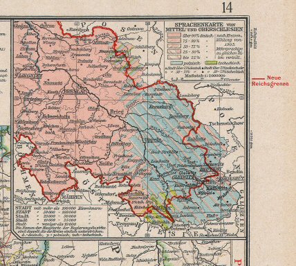 Ergänzungsband Andrees 1922
Talenkaartje Silezië (bijkaart 13.14)