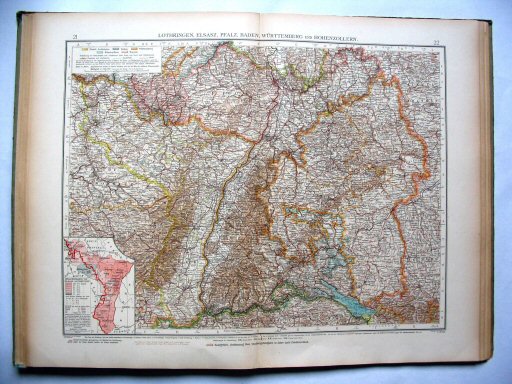 Ergänzungsband Andrees 1922
Lotharingen, Elzas, Zuidwest-Duitsland (kaart 21.22)