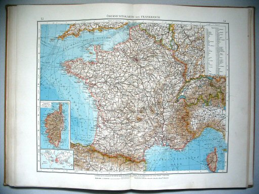 Velhagen & Klasings Kleiner Handatlas (1912)
53.54. Übersichtskarte von Frankreich