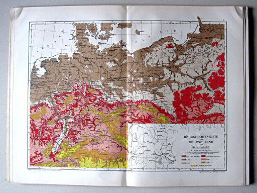 Andree-Peschel, Physikalisch-statistischer Atlas des Deutschen Reichs, 1878
1. Höhenschichten-Karte von Deutschland