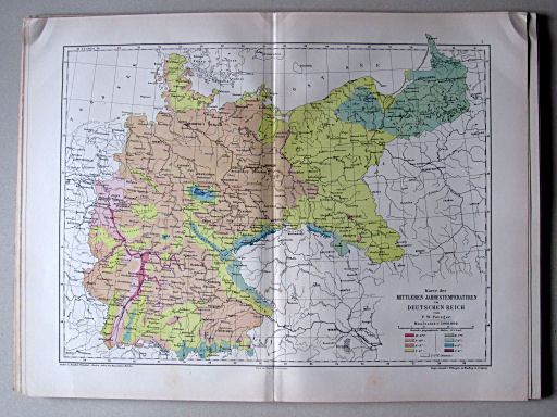 Andree-Peschel, Physikalisch-statistischer Atlas des Deutschen Reichs, 1878
3. Karte der mittleren Jahrestemperaturen im Deutschen Reich