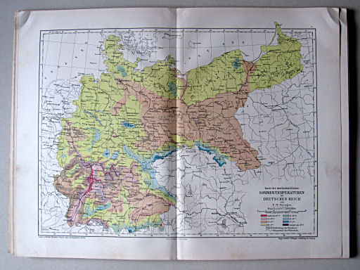 Andree-Peschel, Physikalisch-statistischer Atlas des Deutschen Reichs, 1878
4. Karte der durchschnittlichen Sommertemperaturen im Deutschen Reich