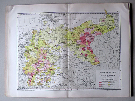 Andree-Peschel, Physikalisch-statistischer Atlas des Deutschen Reichs, 1878
12. Verbreitung der Juden im Deutschen Reich