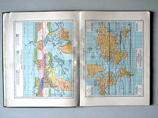 Andree-Putzger's Gymnasial- und Realschul-Atlas, 1890
9. Regenkarte der Erde
10. Isothermen- und Windkarte der Erde