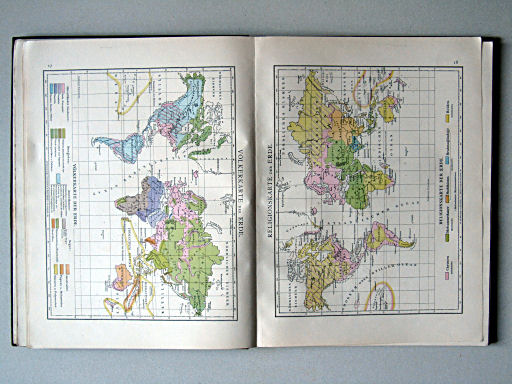 Andree-Putzger's Gymnasial- und Realschul-Atlas, 1890
17. Völkerkarte der Erde
18. Religionskarte der Erde