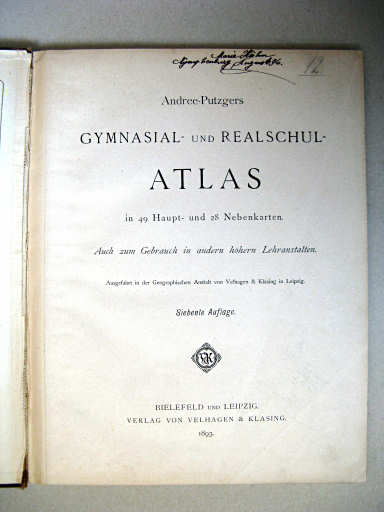 Andree-Putzger's Gymnasial- und Realschul-Atlas, 1893
Titelpagina / Title page