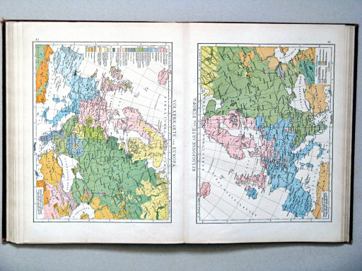 Andree-Putzger's Gymnasial- und Realschul-Atlas, 1893
43. Völkerkarte von Europa
44. Religionskarte von Europa