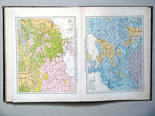 Andree-Putzger's Gymnasial- und Realschul-Atlas, 1893
65. Mittlere Jahrestemperatur von Deutschland
66. Regenkarte von Deutschland