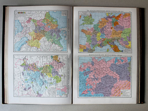 Droysens Historischer Handatlas, 1886
33. Die Kirchenprovinzen Mitteleuropas um 1500. Konfessionskarte Mitteleuropas um 1555