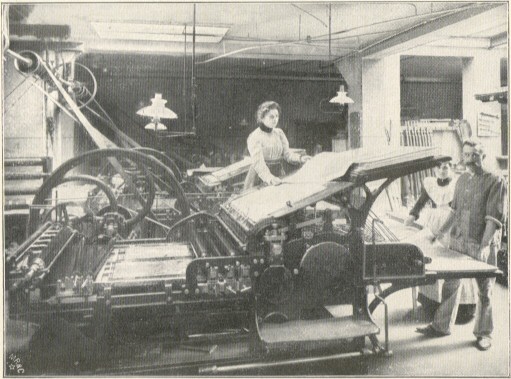 Eine Schnellpresse für Kartendruck.