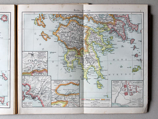 Putzgerův historický školní atlas, Čechy, 1911
7. Řecko, jižní část