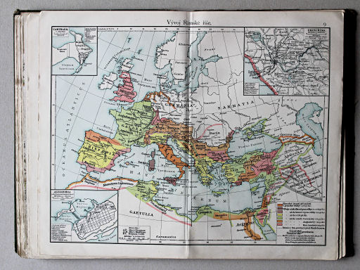Putzgerův historický školní atlas, Čechy, 1911
9. Vývoj Římské říše