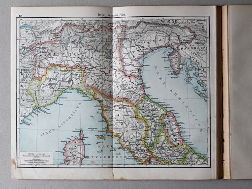 Putzgerův historický školní atlas, Čechy, 1911
10. Italie, severní část