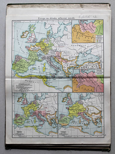 Putzgerův historický školní atlas, Čechy, 1911
13. Evropa na sklonku stěhování národů